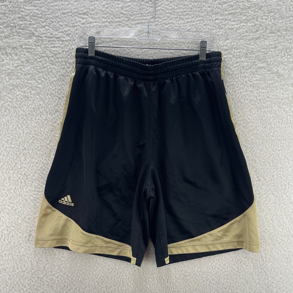Adidas Basketball Shorts Mens Large Black Gold Dazzle Baggy 90s Y2K Athleisure